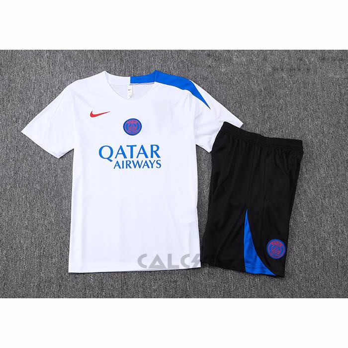 Tuta da Track Paris Saint-Germain Manica Corta 2025-2026 Bianco - Pantaloncini